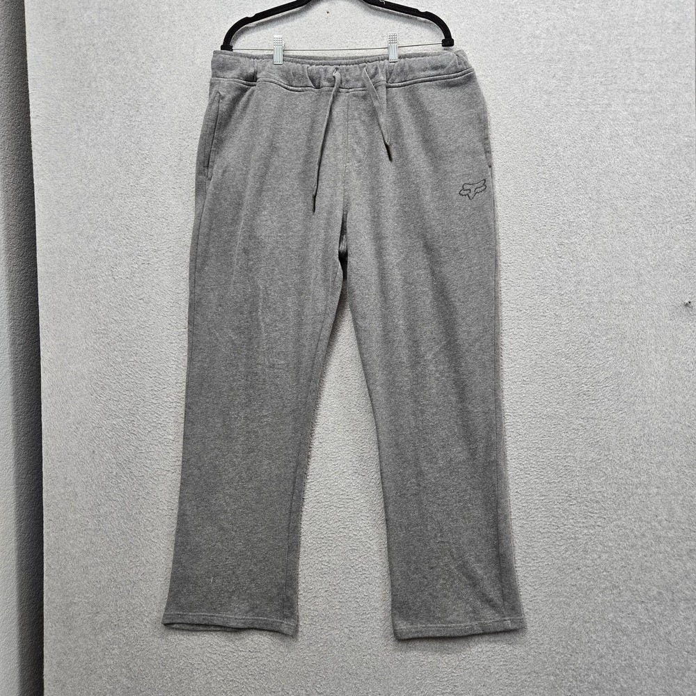Fox Men Activewear Pants XL Gray Embroidered Sweatpants Fleece 29" Inseam Logo